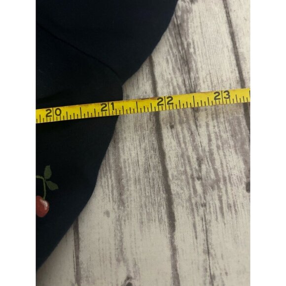 Old Navy V-neck Button Down Crepe Top XL Navy Cherries Flutter Sleeve Smocked - Picture 8 of 12